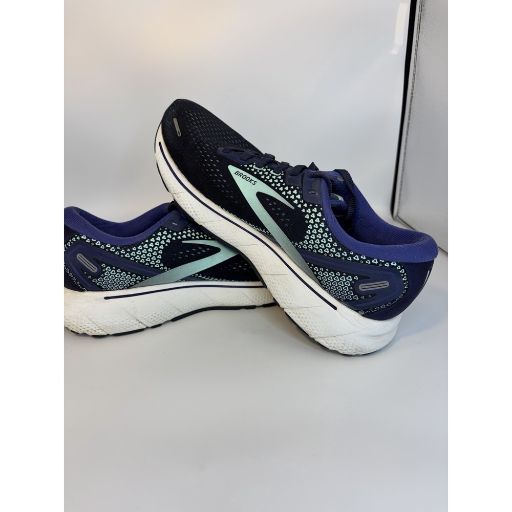 Brooks Ghost 14 Women Sz 9.5 Athletic Running Shoes Peacoat Yucca Navy Cushioned